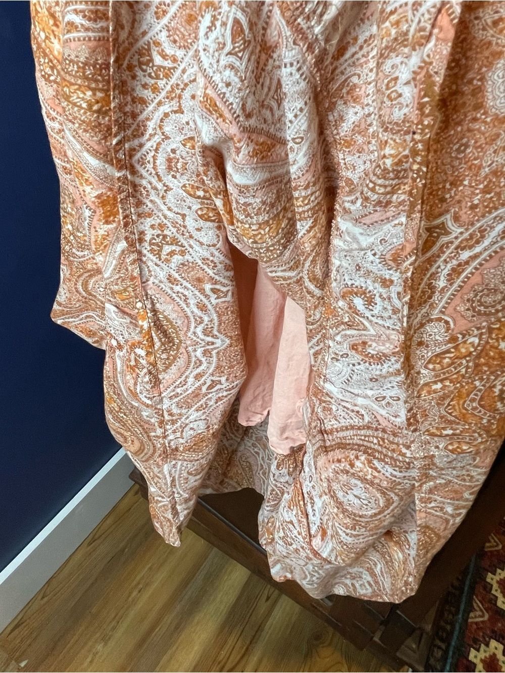 Boho Good Hart Paisley Midi Dress Cottagecore Western Festival Peach M Gypsy - Picture 6 of 8